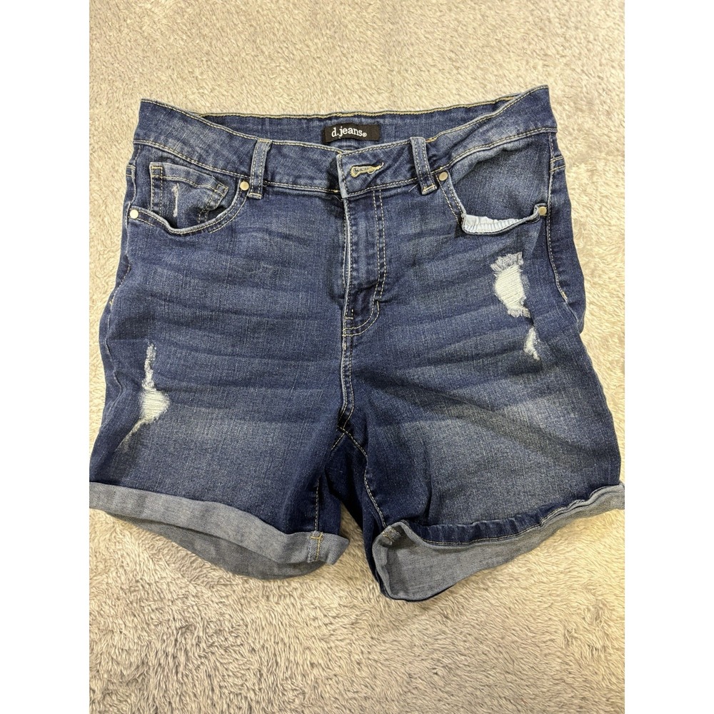 d.jeans Bermuda Denim Shorts Women's Size 10 Blue Cuffed Stretch Pockets 0753